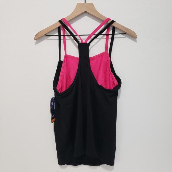 NEW!! Speedo Fit SIZE 8 Black Pink Sport Tankini Top Built Bra Endurance 7723132 - Picture 4 of 14